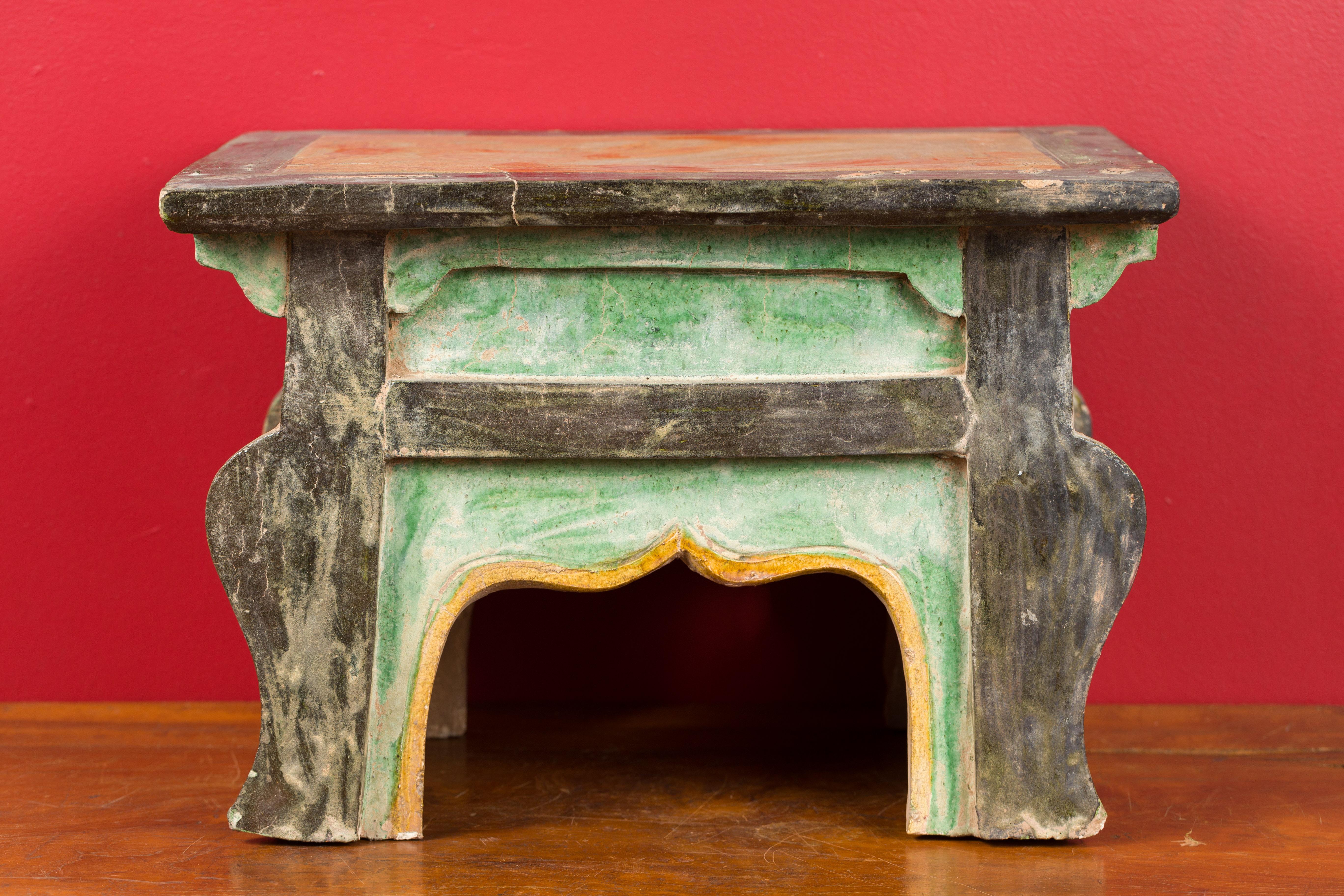 18th Century and Earlier Petite Chinese Ming Dynasty Period Glazed Table with Polychrome Finish For Sale