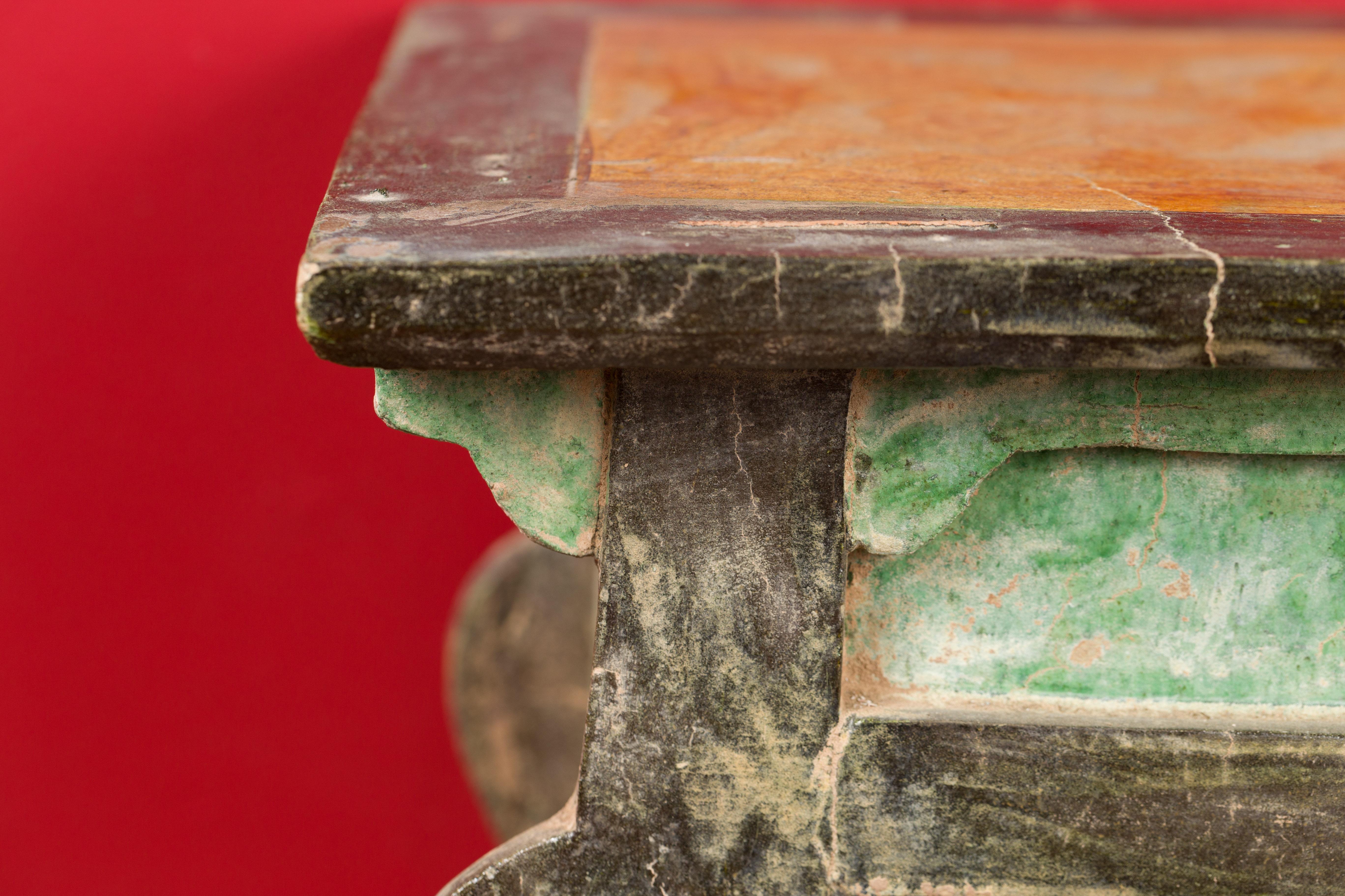 Petite Chinese Ming Dynasty Period Glazed Table with Polychrome Finish For Sale 2