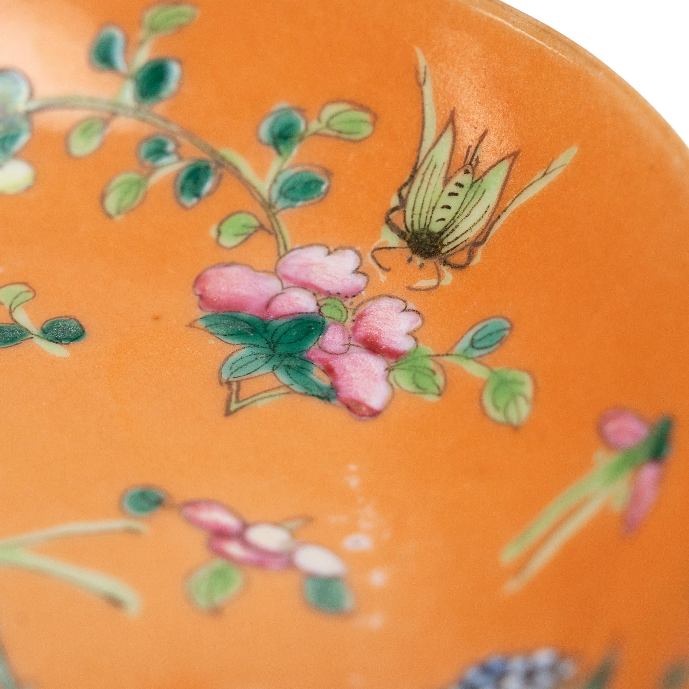 Qing Petite Chinese Orange Garden Plate, c. 1870 For Sale
