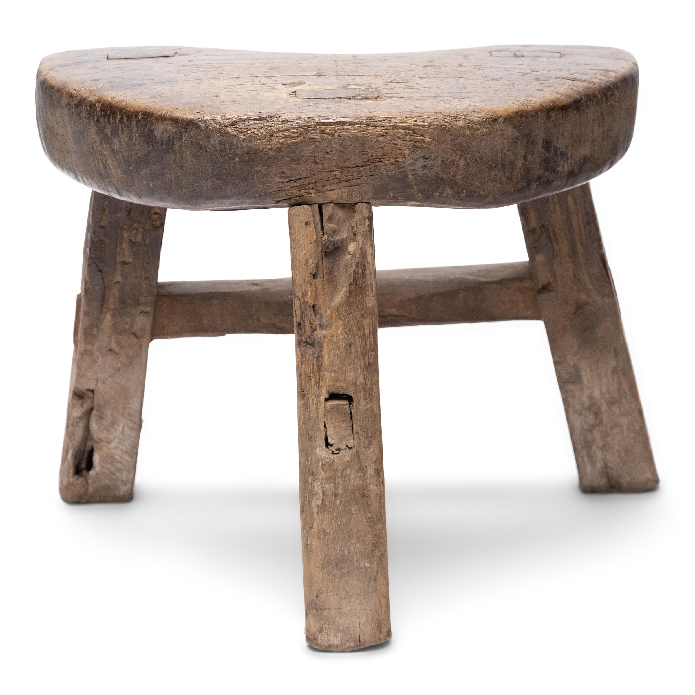 Petite Chinese Quarter Moon Stool, c. 1850 In Good Condition For Sale In Chicago, IL