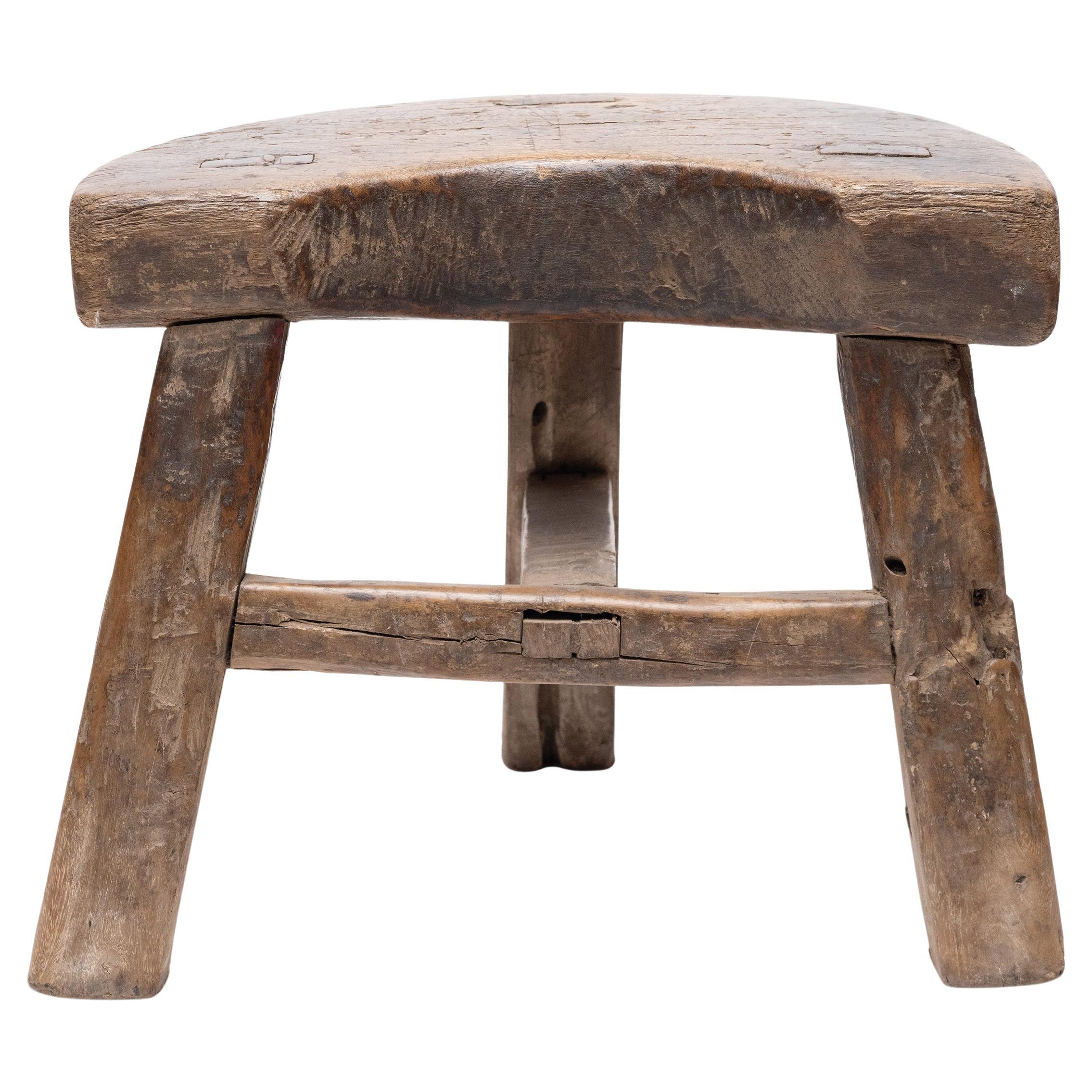 Petite Chinese Quarter Moon Stool, c. 1850