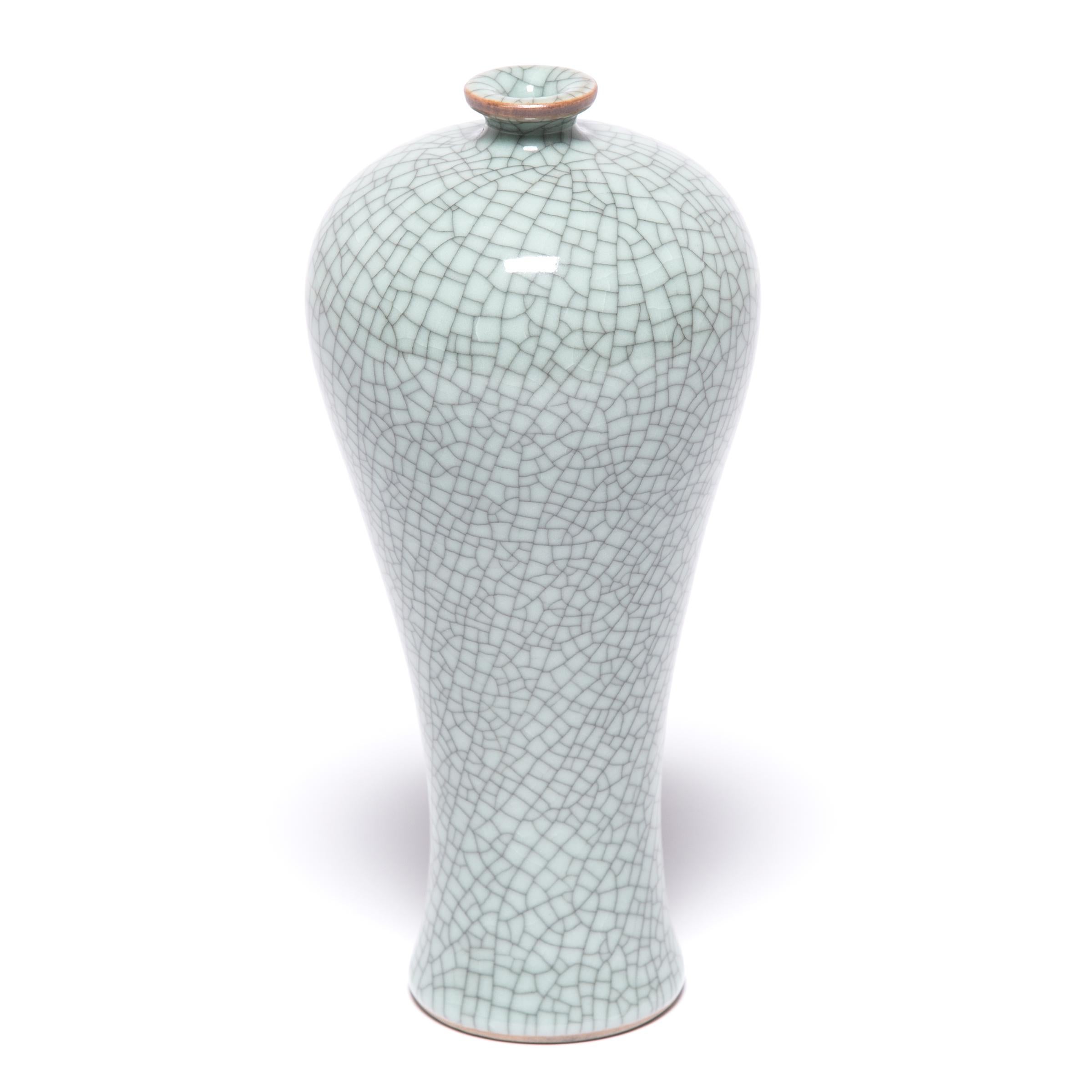 Glazed Petite Chinese Tapered Crackled Vase