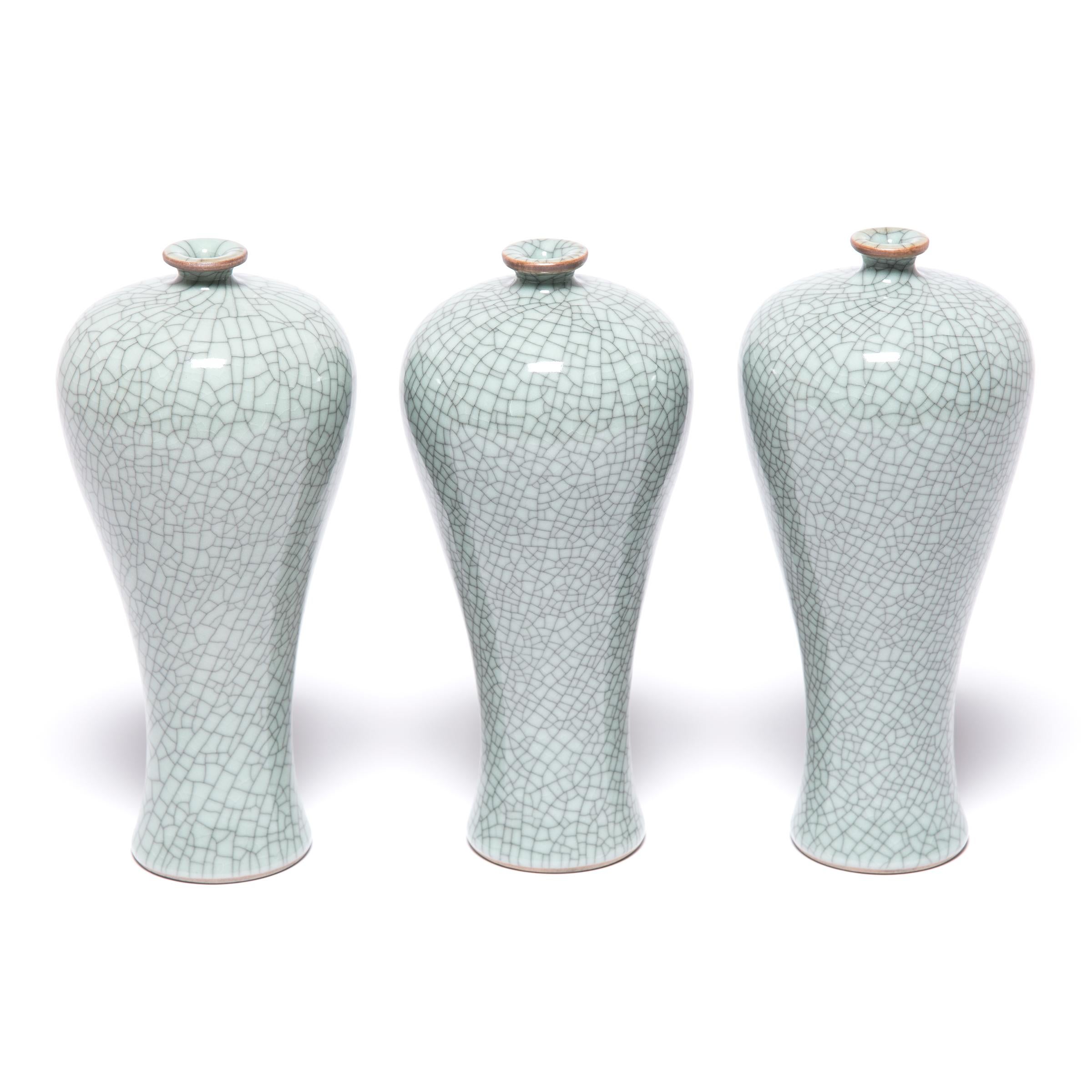 Porcelain Petite Chinese Tapered Crackled Vase