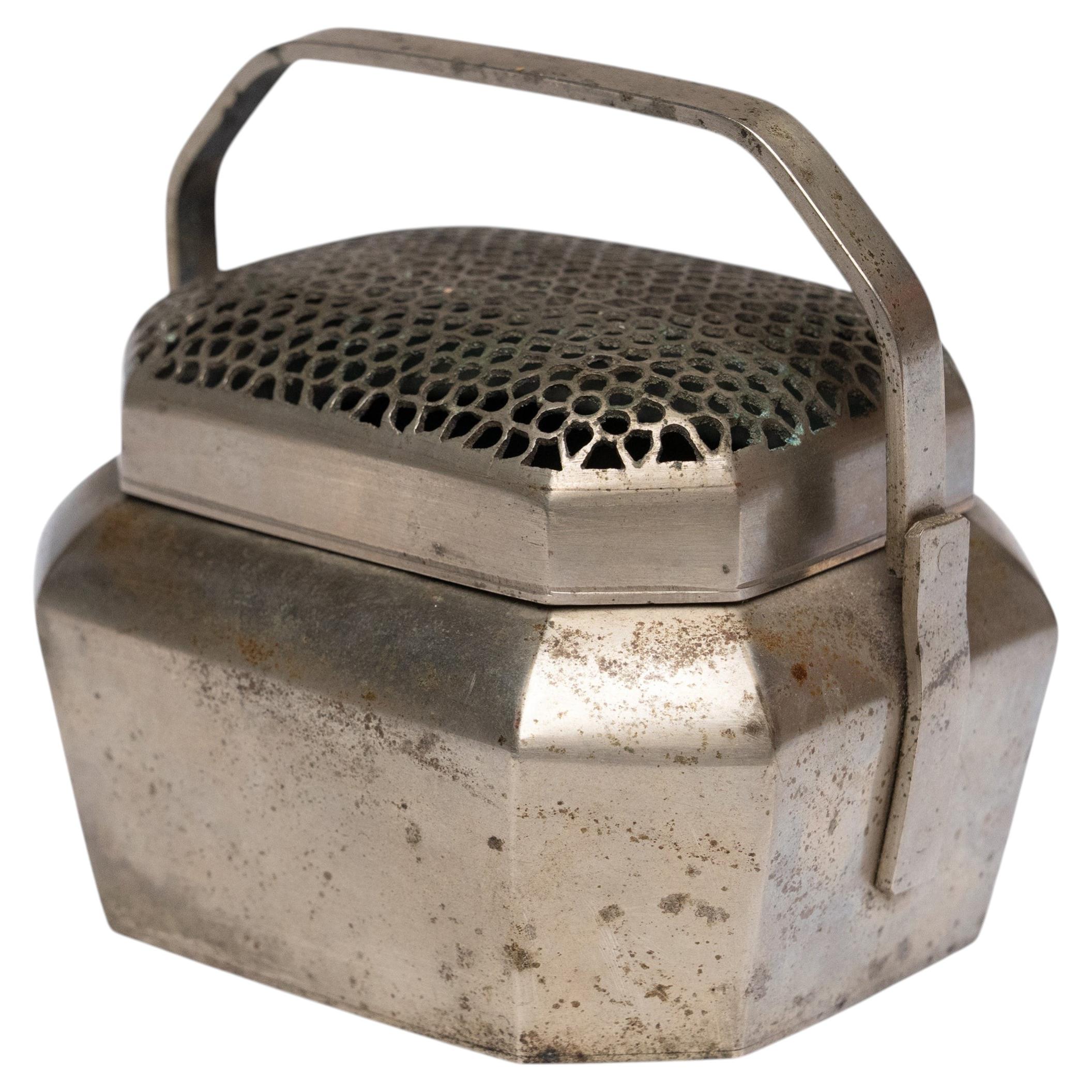 Petit brasero chinois en laiton blanc, 19e siècle en vente