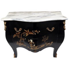 Petite Chinoiserie Marble Top Petite Commode Jewelry Cabinet