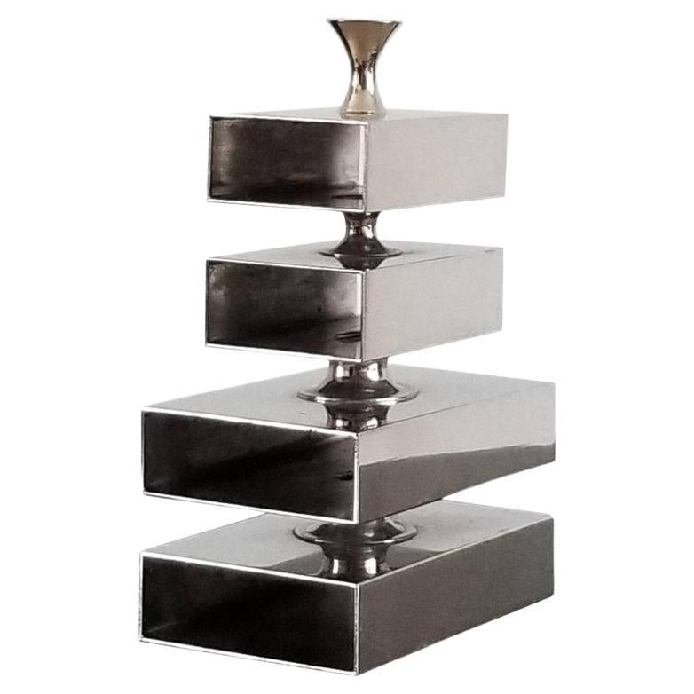 Petite Chrome Pencil Rack by Philippe Barbier, Signed, France, 1970s For Sale