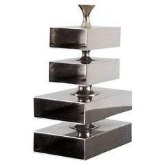 Petite Chrome Pencil Rack by Philippe Barbier, Signed, France, 1970s