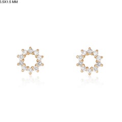 Petite Circle Diamond Cluster 14K (or 18k upon request) Yellow Gold Stud Earring