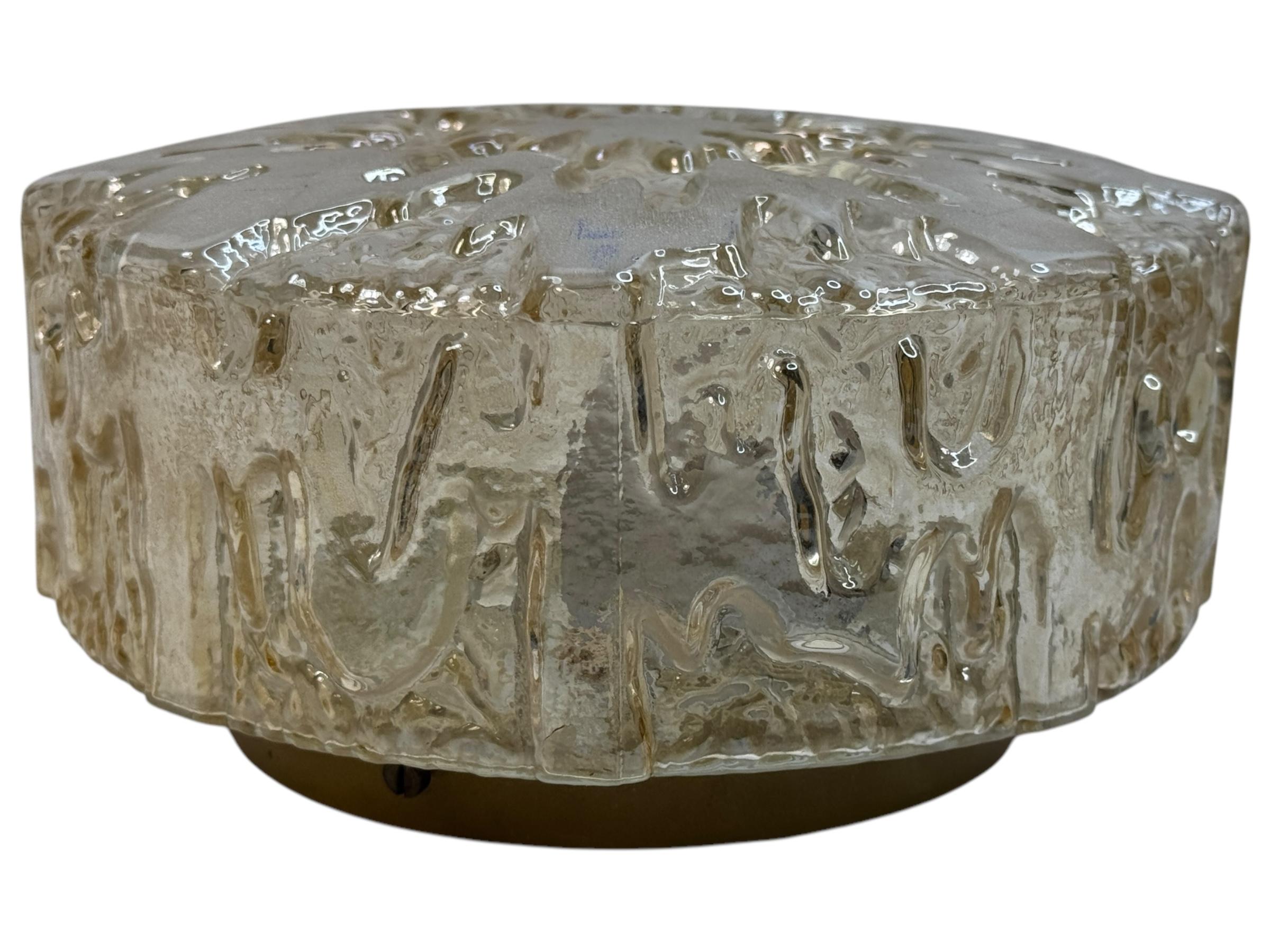 Metallo Plafoniera Petite Circle Ice Glass Honsel Leuchten, Germania in vendita