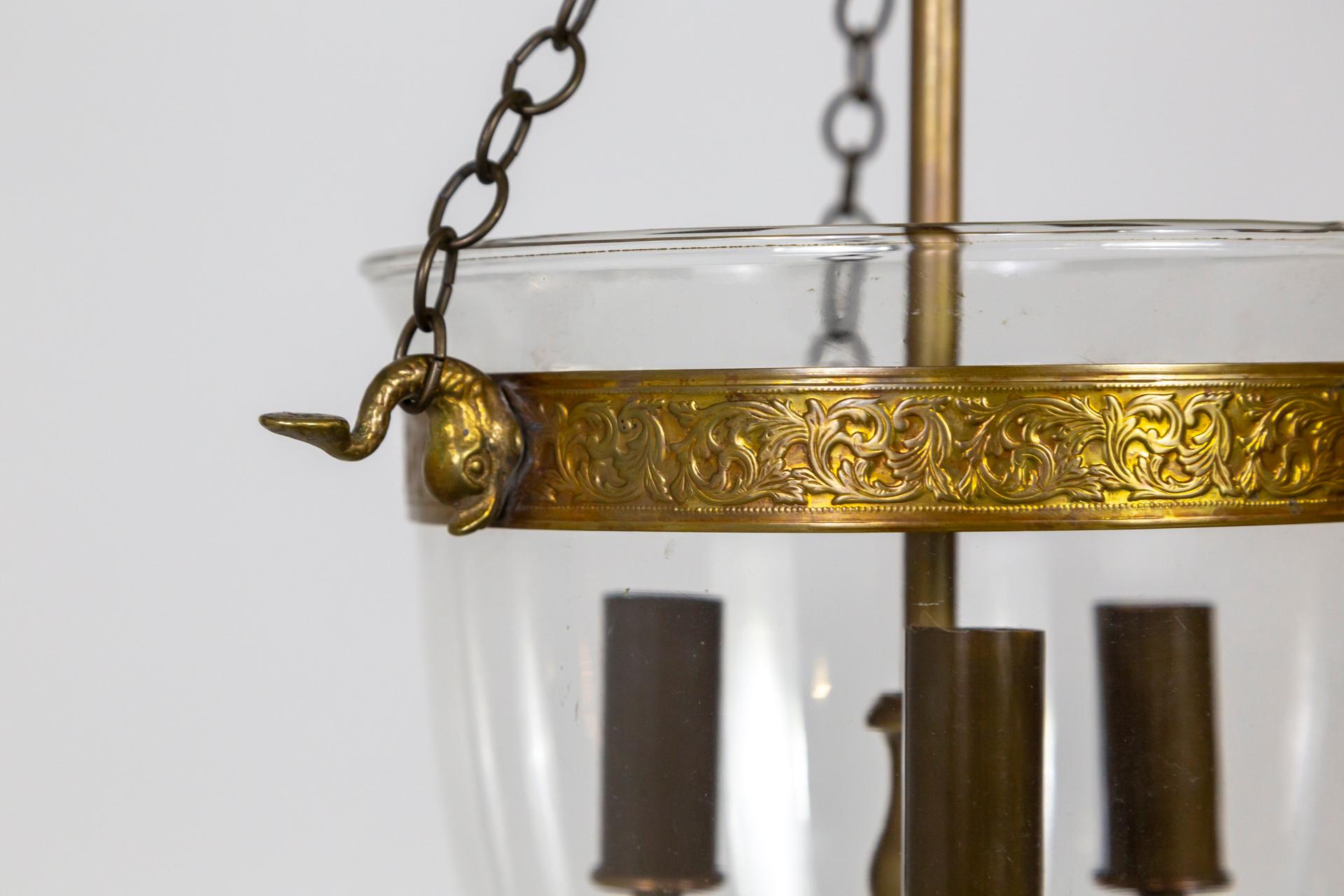 British Colonial Petite Classic Bell Jar Lantern w/ Acanthus Leaves Trim