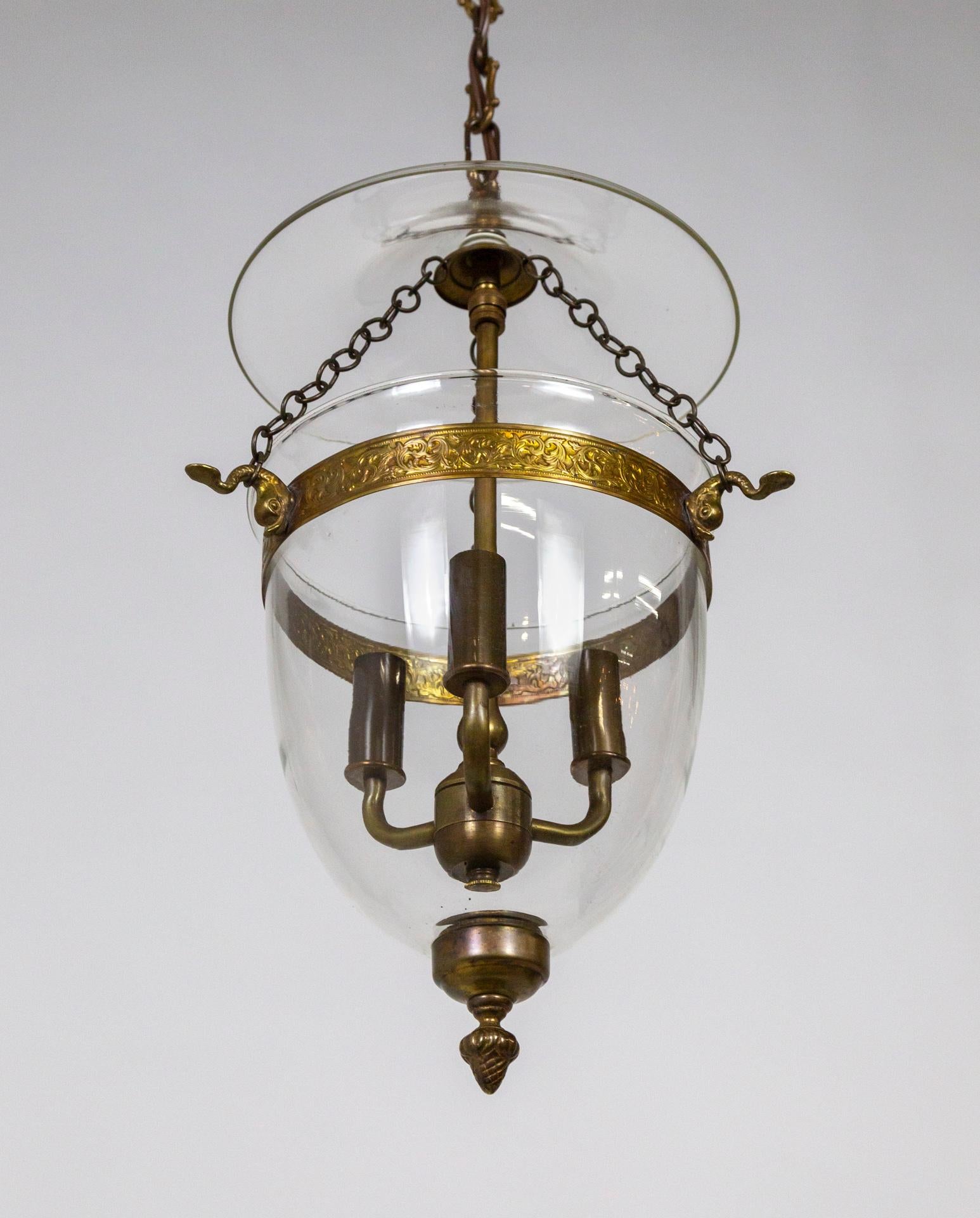 Petite Classic Bell Jar Lantern w/ Acanthus Leaves Trim In Good Condition In San Francisco, CA