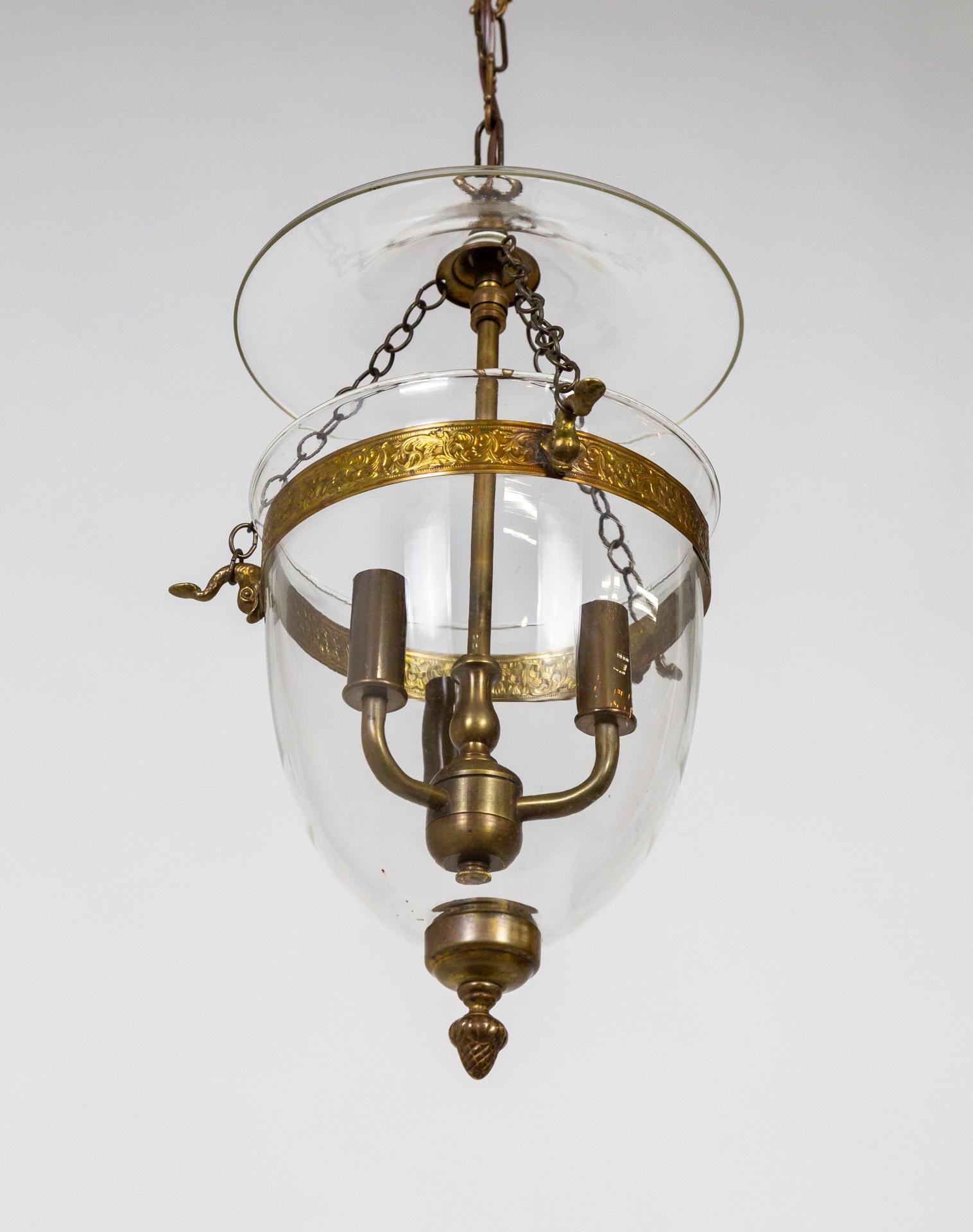 Contemporary Petite Classic Bell Jar Lantern w/ Acanthus Leaves Trim