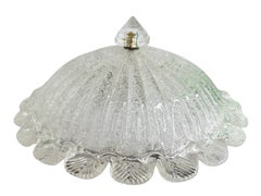 Petite Clear Flower Motif Murano Glass Flush Mount Ceiling Light, Italy, 1970s