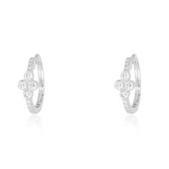 Petite Clover Diamond 14K (or 18k upon request) Yellow Gold Huggie Hoop Earrings