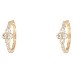 Petite Clover Diamond 14K (or 18k upon request) Yellow Gold Huggie Hoop Earrings