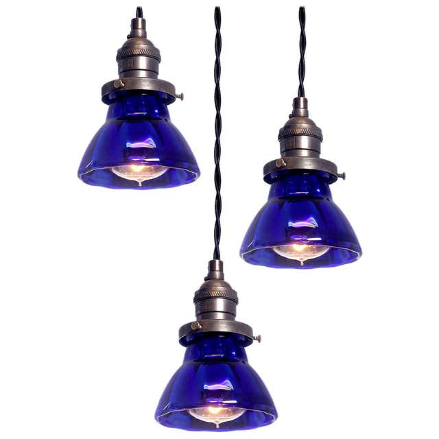 Blue Mercury Glass Pendant Lights at 1stDibs