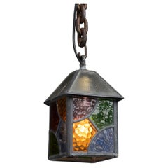 Petite Coloured Glass Lantern, England circa 1950