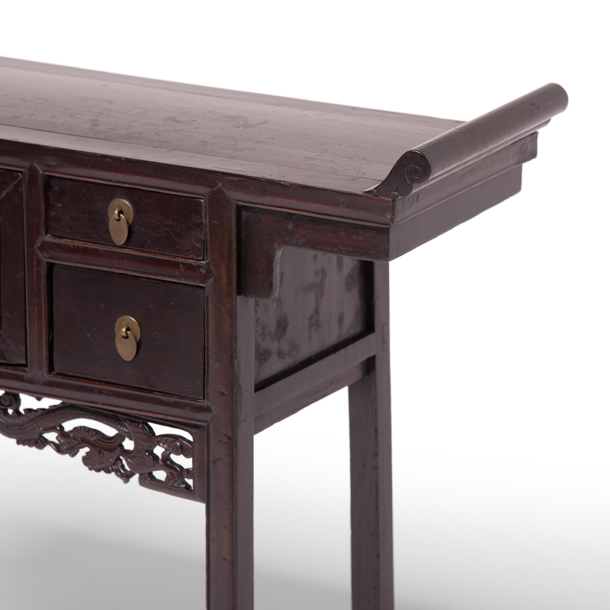 20th Century Petite Console Table with Dancing Dragon Apron