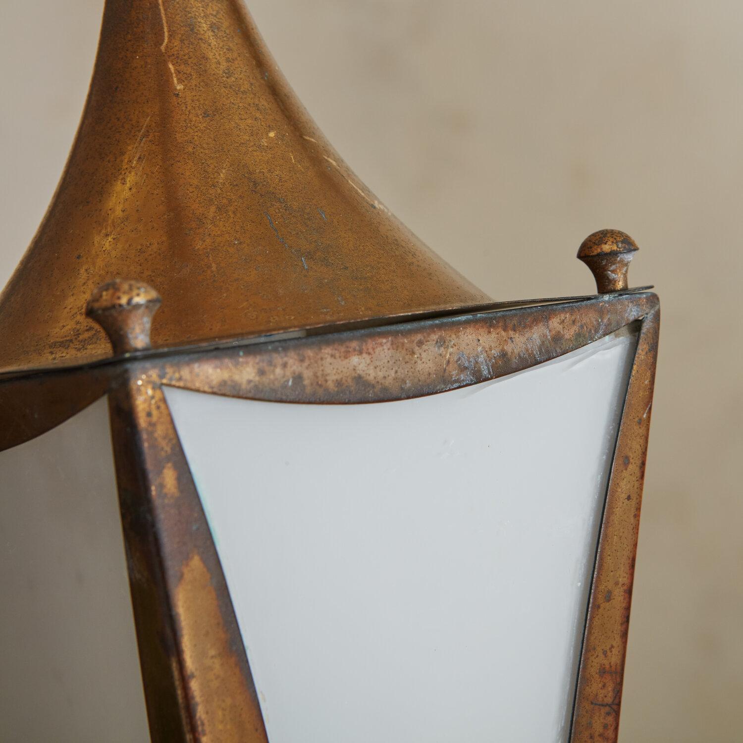 Mid-20th Century Petite Copper Italian Lantern Pendant Light, 1960s
