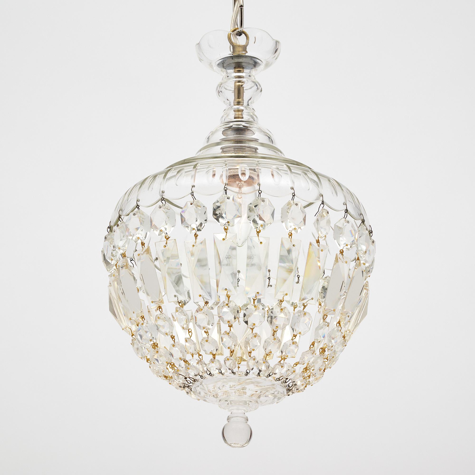 Art Deco Petite Crystal Chandelier