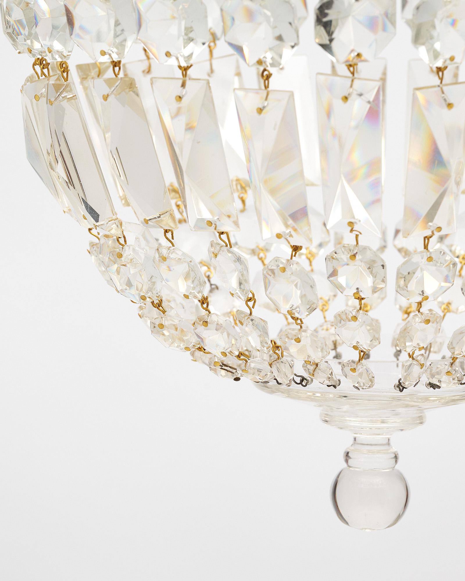 Petite Crystal Chandelier In Good Condition In Austin, TX