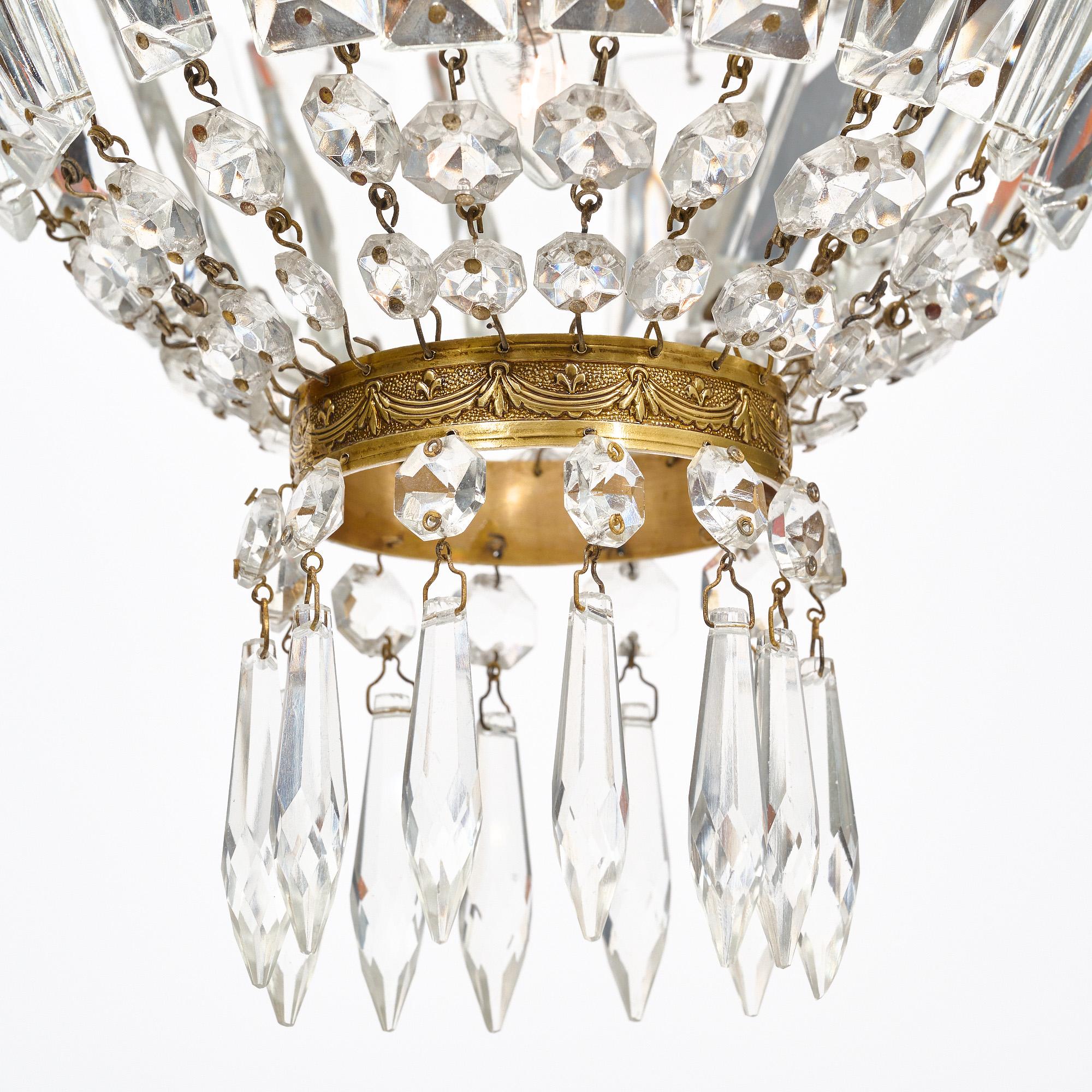 Petite Crystal Chandeliers In Good Condition For Sale In Austin, TX