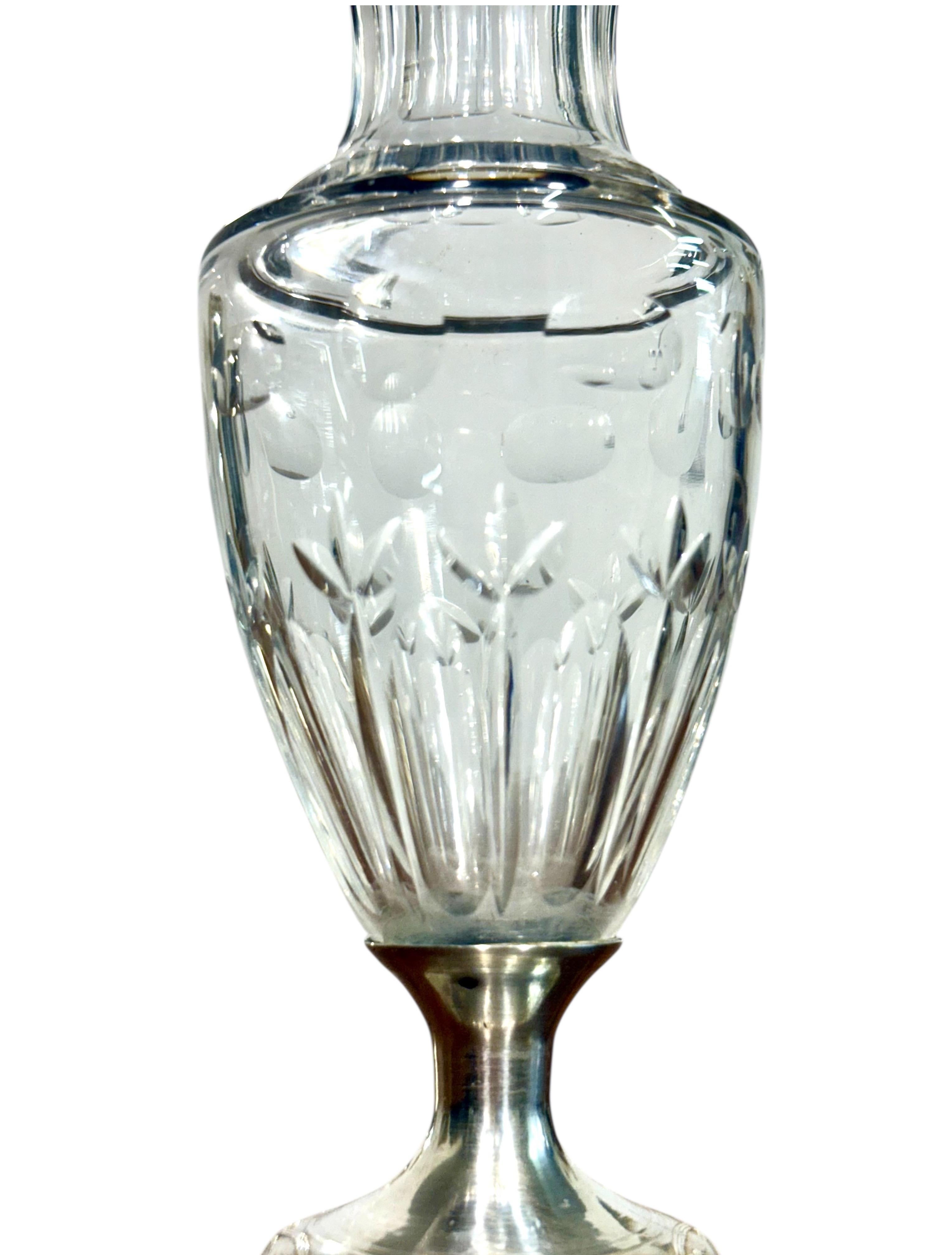 Petite Crystal Vase with French Solid Silver Mount, 19th Century in vendita 6