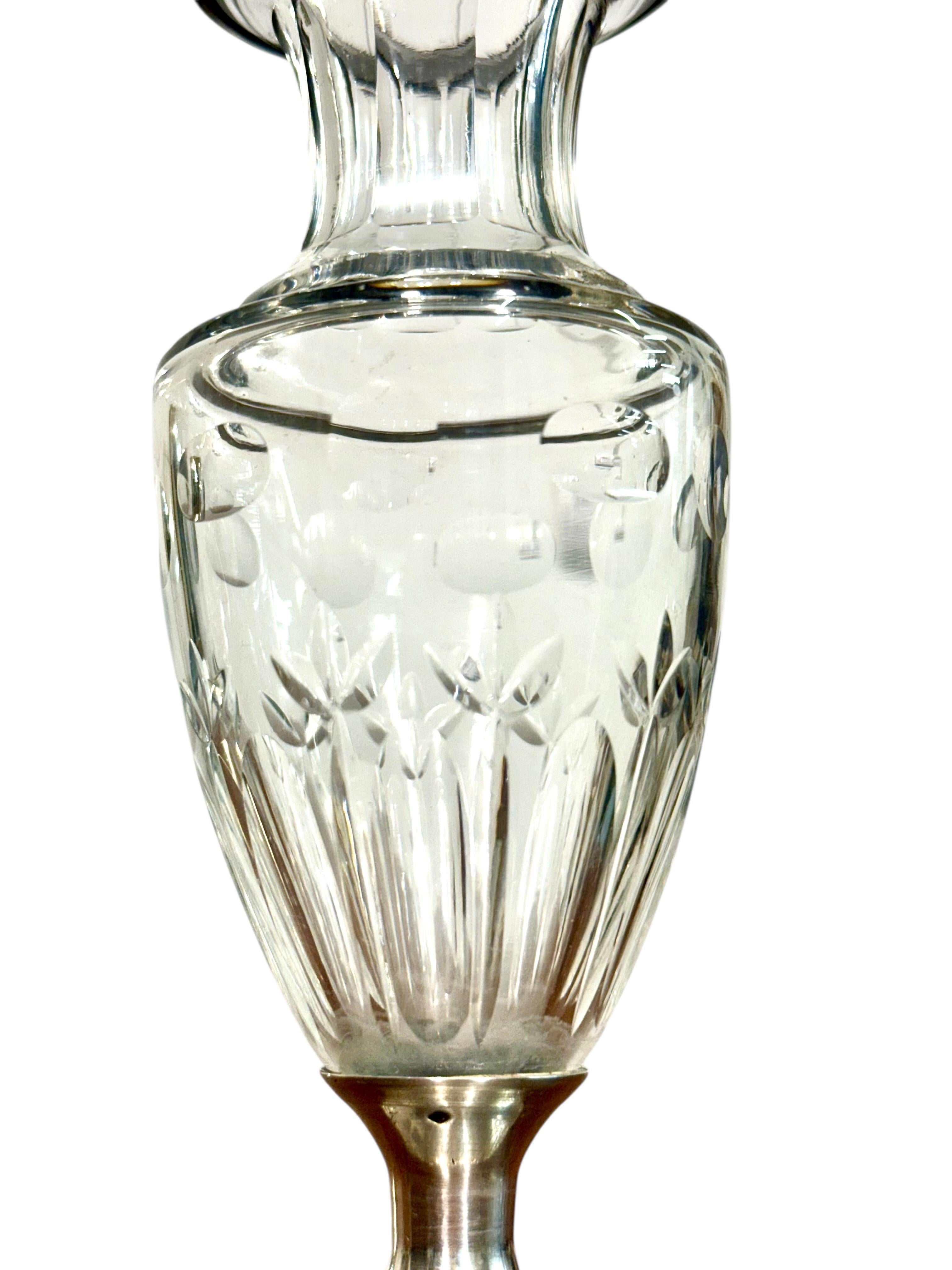 Petite Crystal Vase with French Solid Silver Mount, 19th Century in vendita 8