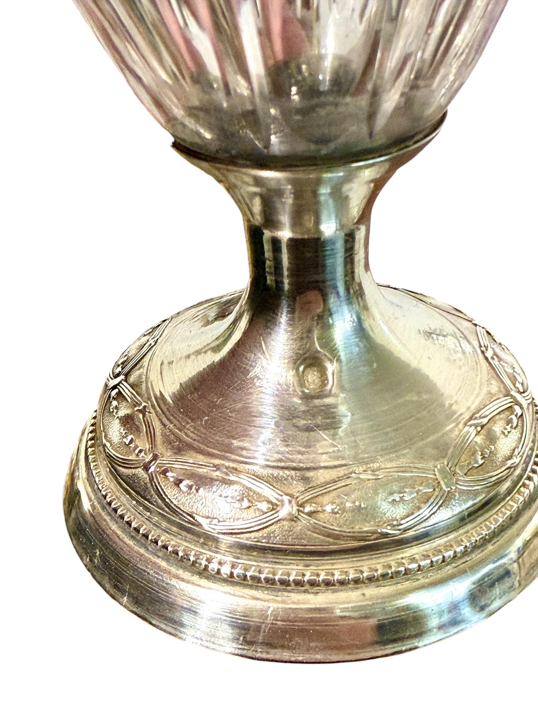 Petite Crystal Vase with French Solid Silver Mount, 19th Century in vendita 10