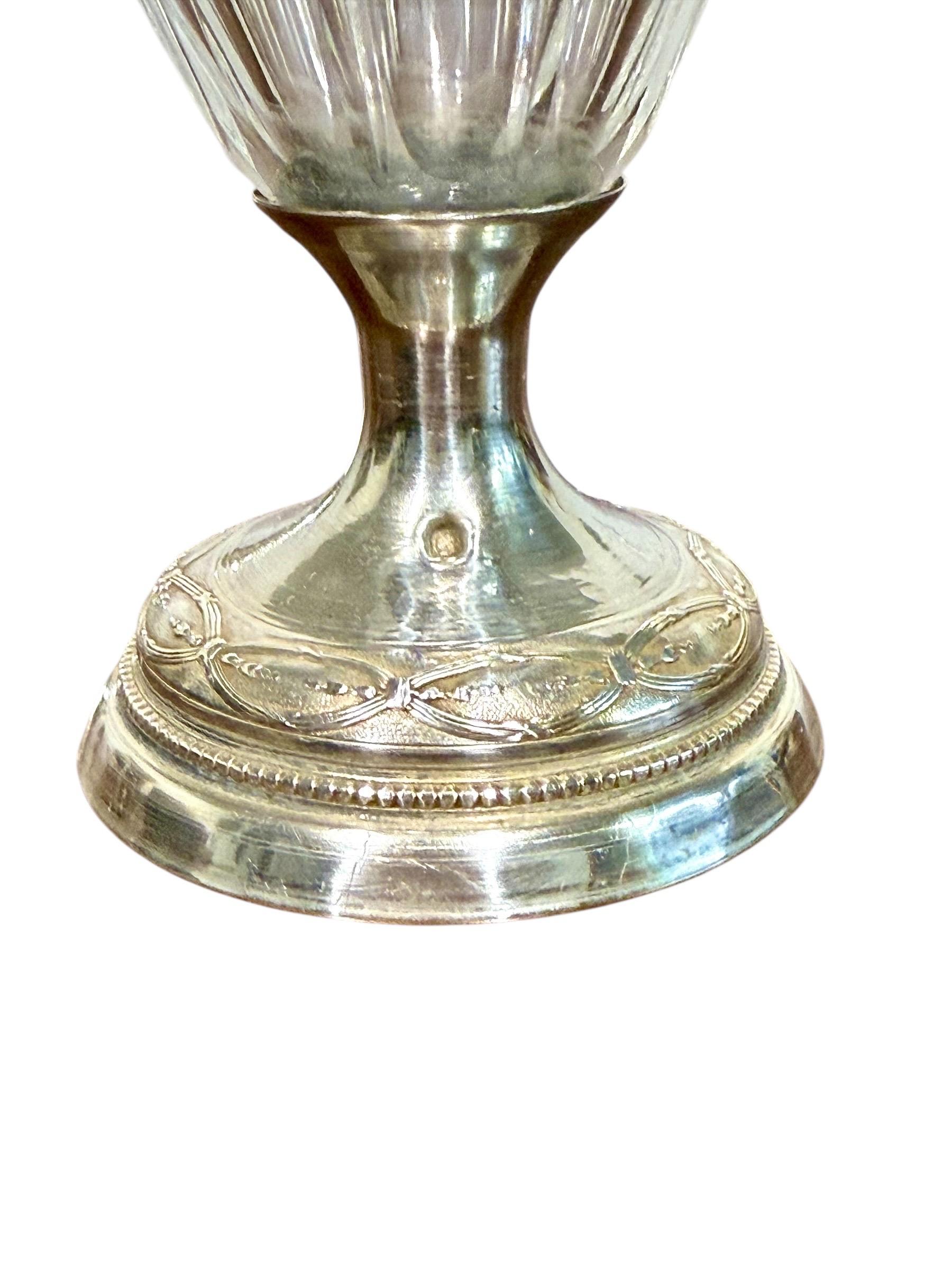 XIX secolo Petite Crystal Vase with French Solid Silver Mount, 19th Century in vendita