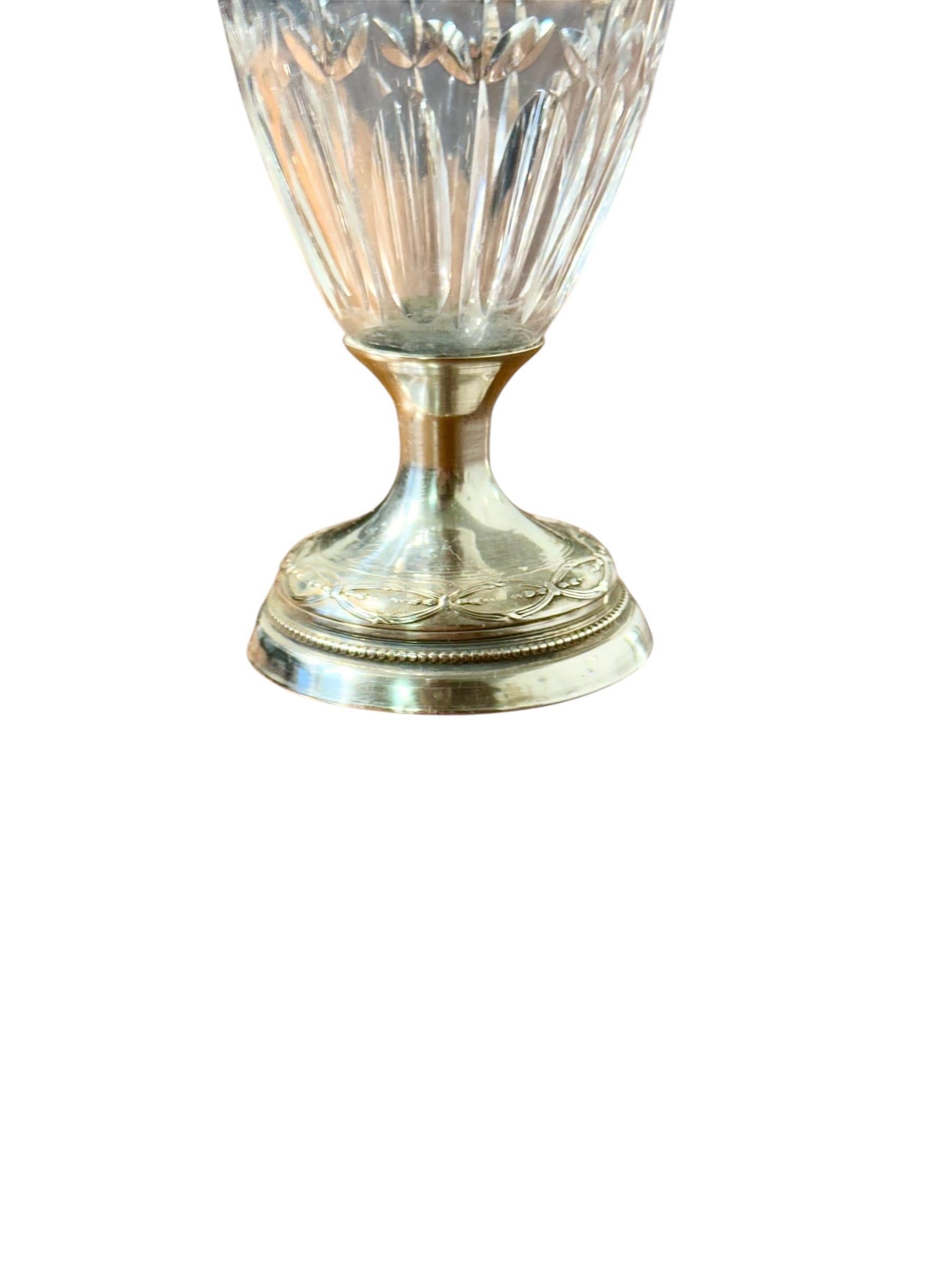 Argento Petite Crystal Vase with French Solid Silver Mount, 19th Century in vendita