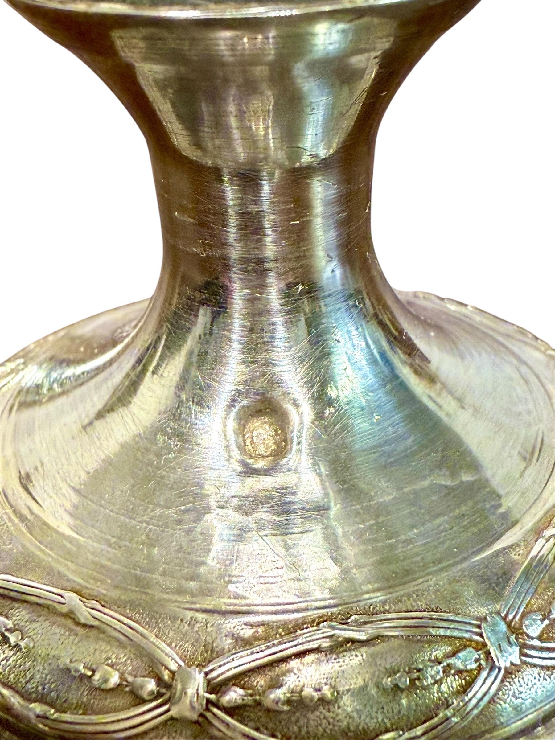 Petite Crystal Vase with French Solid Silver Mount, 19th Century in vendita 2