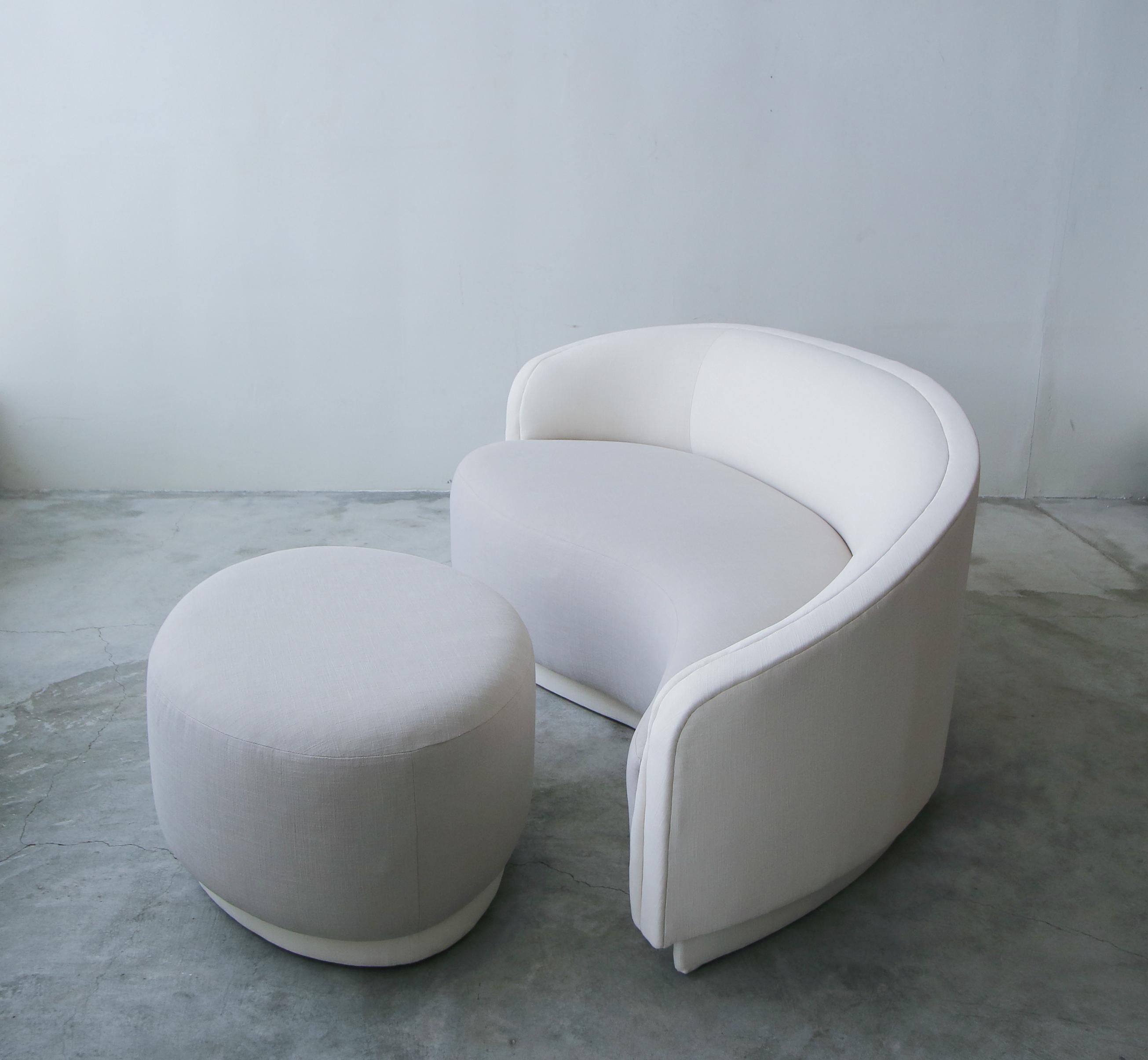 curved sofa with ottoman
