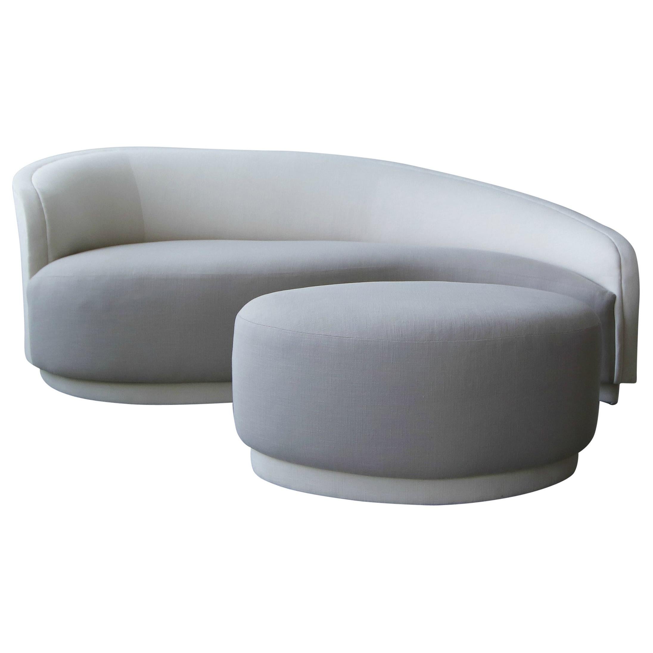 Petite Curved Sofa and Ottoman by Vladimir Kagan for Weiman
