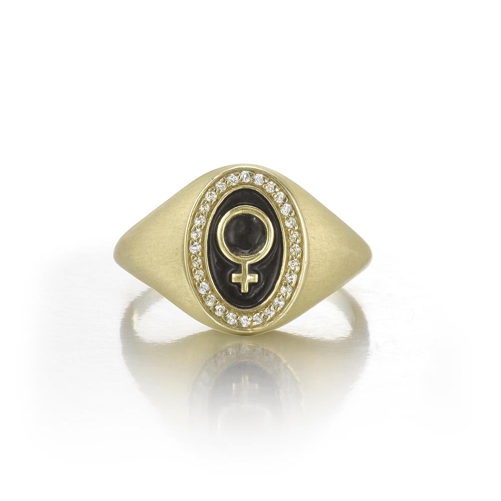 For Sale:  Wendy Brandes Petite Customizable 18K Gold Signet Ring With Symbol or Initial 3