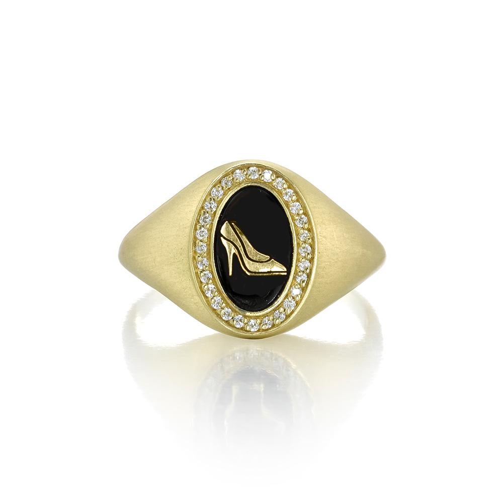 For Sale:  Wendy Brandes Petite Customizable 18K Gold Signet Ring With Symbol or Initial 4