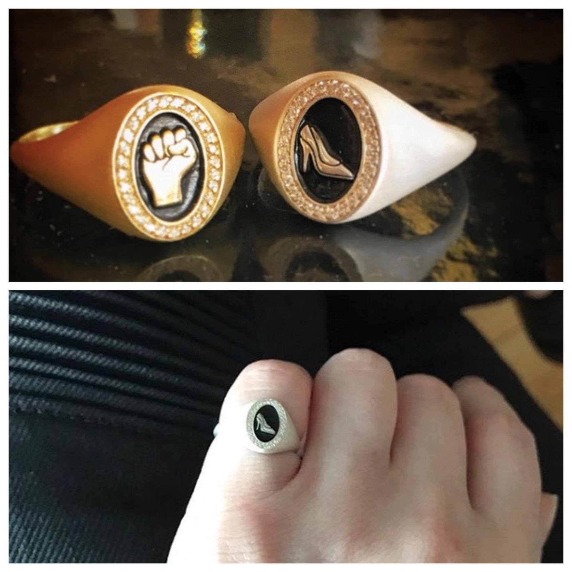 For Sale:  Wendy Brandes Petite Customizable 18K Gold Signet Ring With Symbol or Initial 8