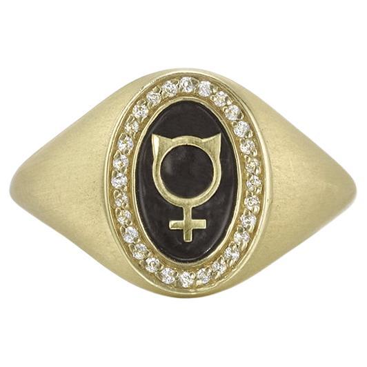 For Sale:  Wendy Brandes Petite Customizable 18K Gold Signet Ring With Symbol or Initial