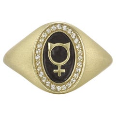 Wendy Brandes Petite Customizable 18K Gold Signet Ring With Symbol or Initial