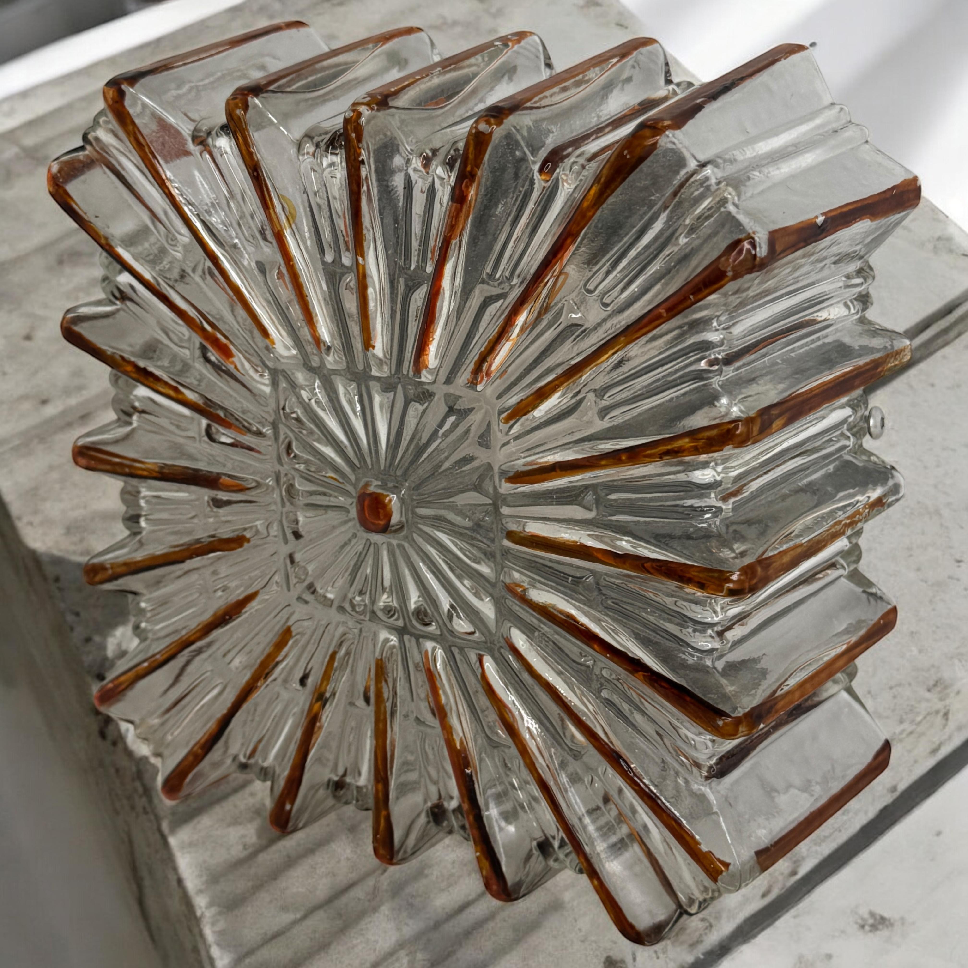 Petite Cute Starburst Pattern Limburg Square Flush Mount Ceiling Light, 1970s For Sale 3