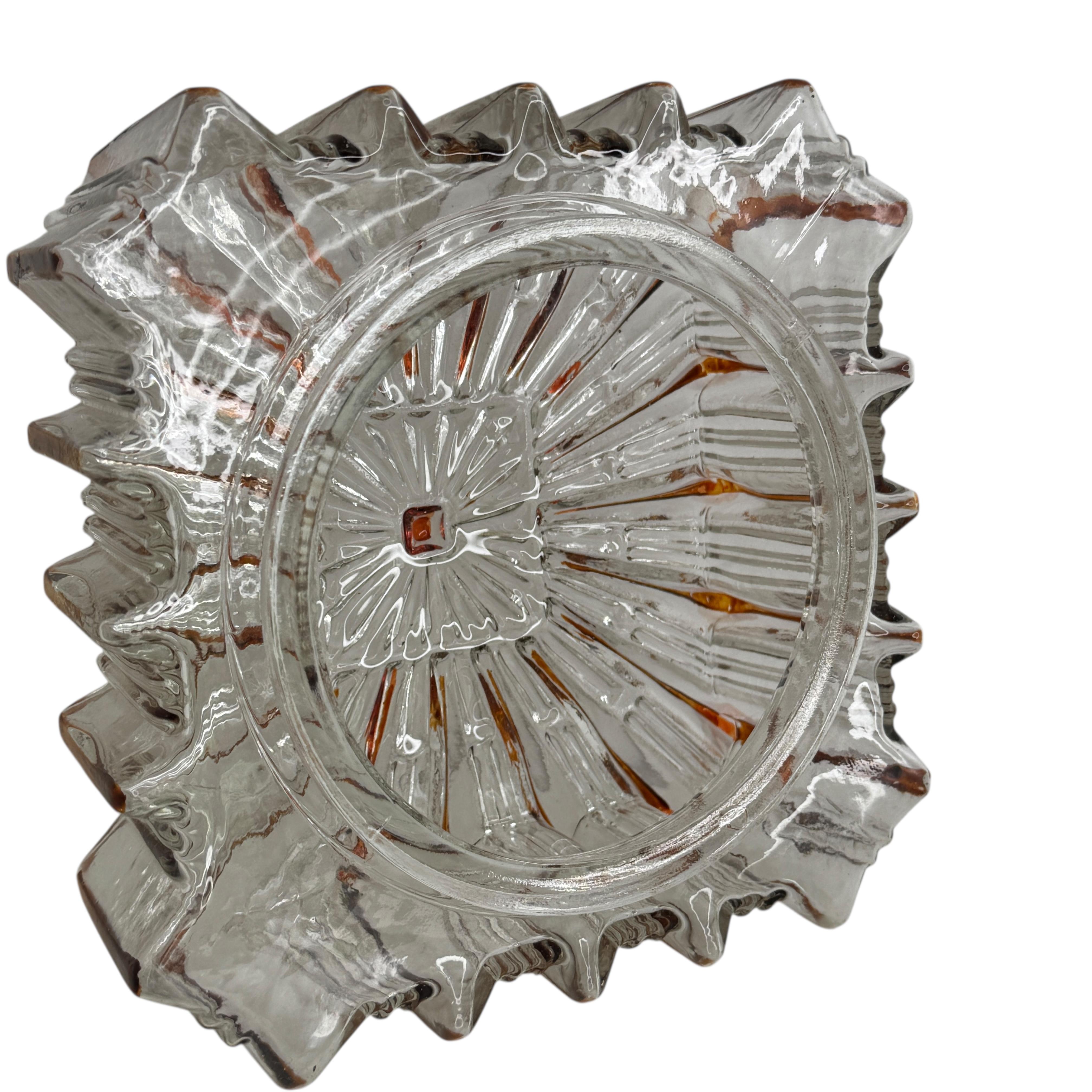 Metal Petite Cute Starburst Pattern Limburg Square Flush Mount Ceiling Light, 1970s For Sale