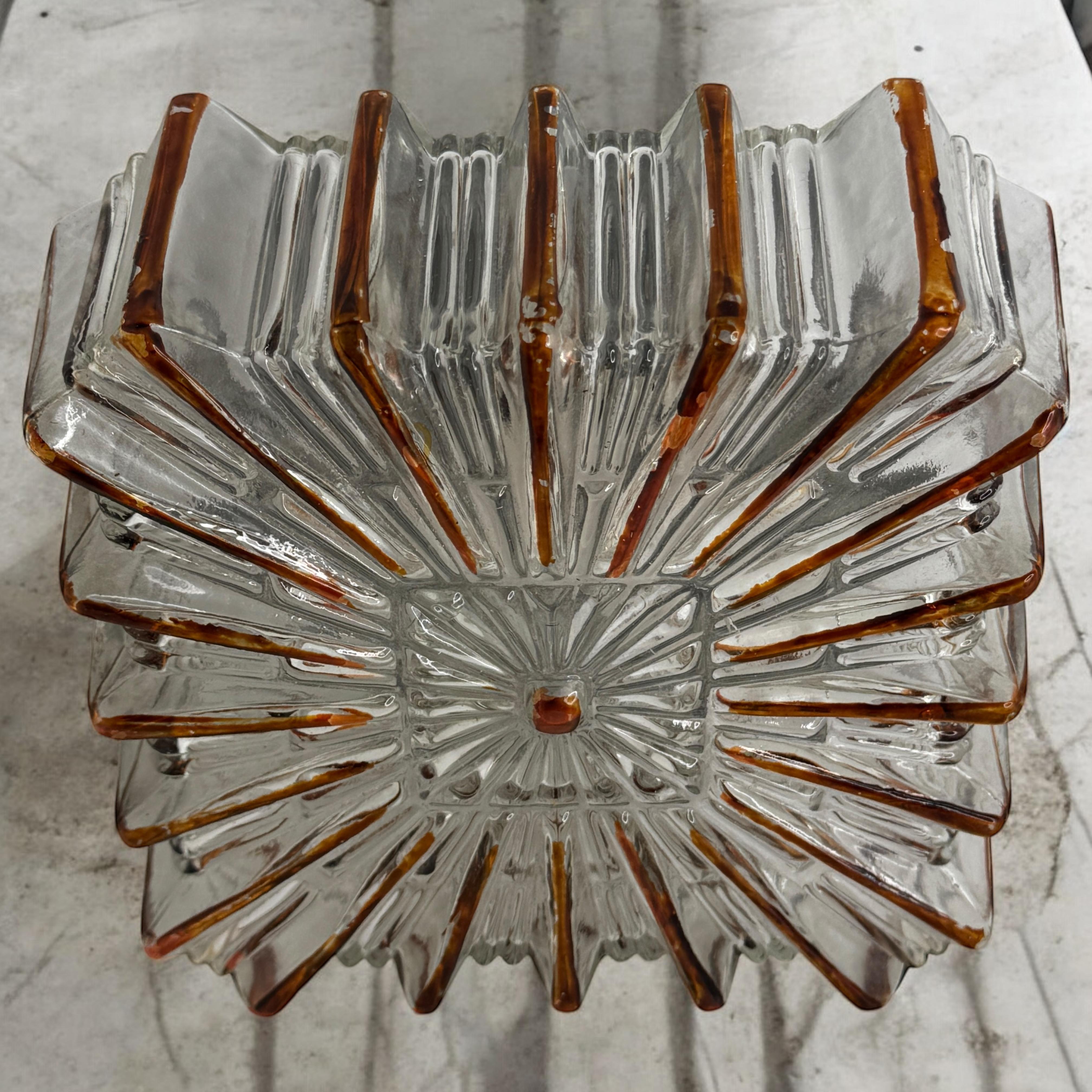 Petite Cute Starburst Pattern Limburg Square Flush Mount Ceiling Light, 1970s For Sale 2