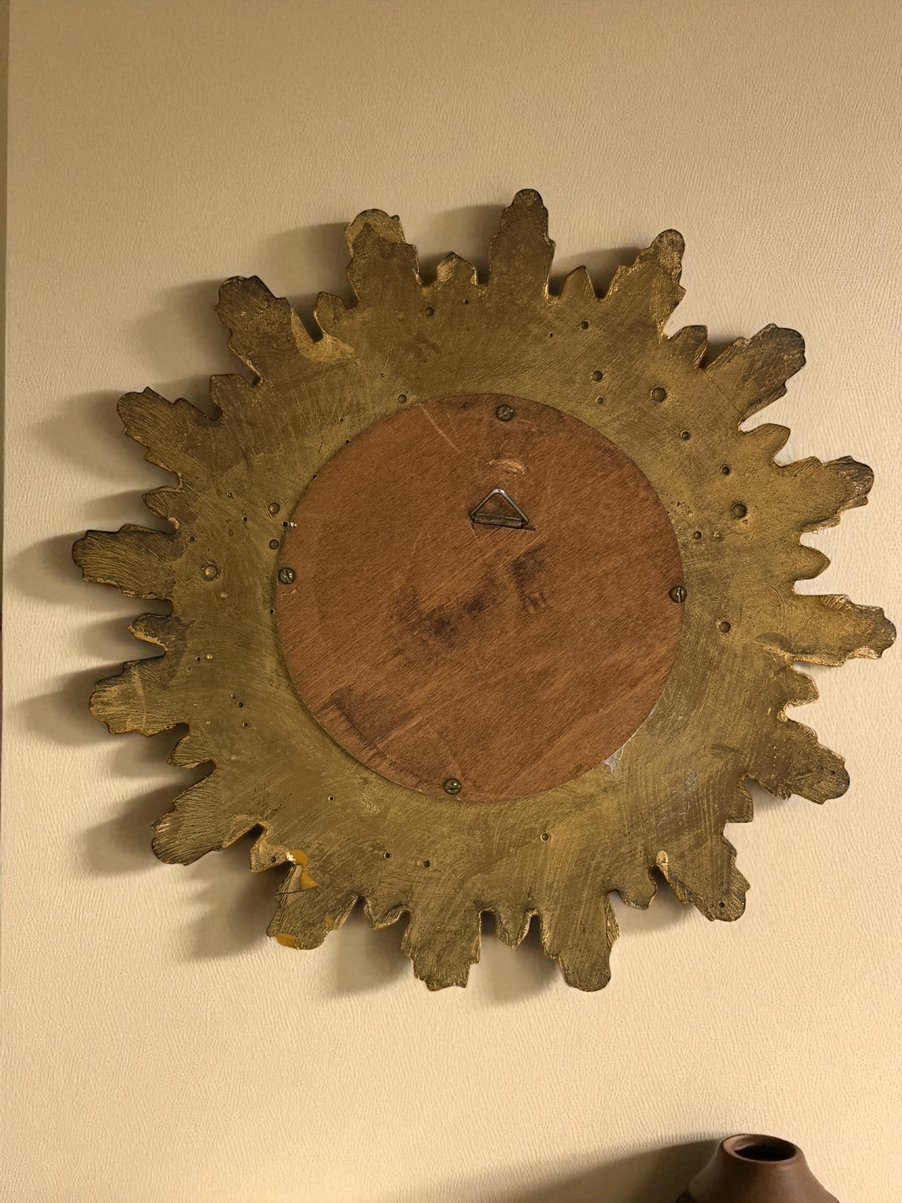 Petite Cute Starburst Sunburst Gilded Resin Flat Mirror Germany, circa 1970s For Sale 12