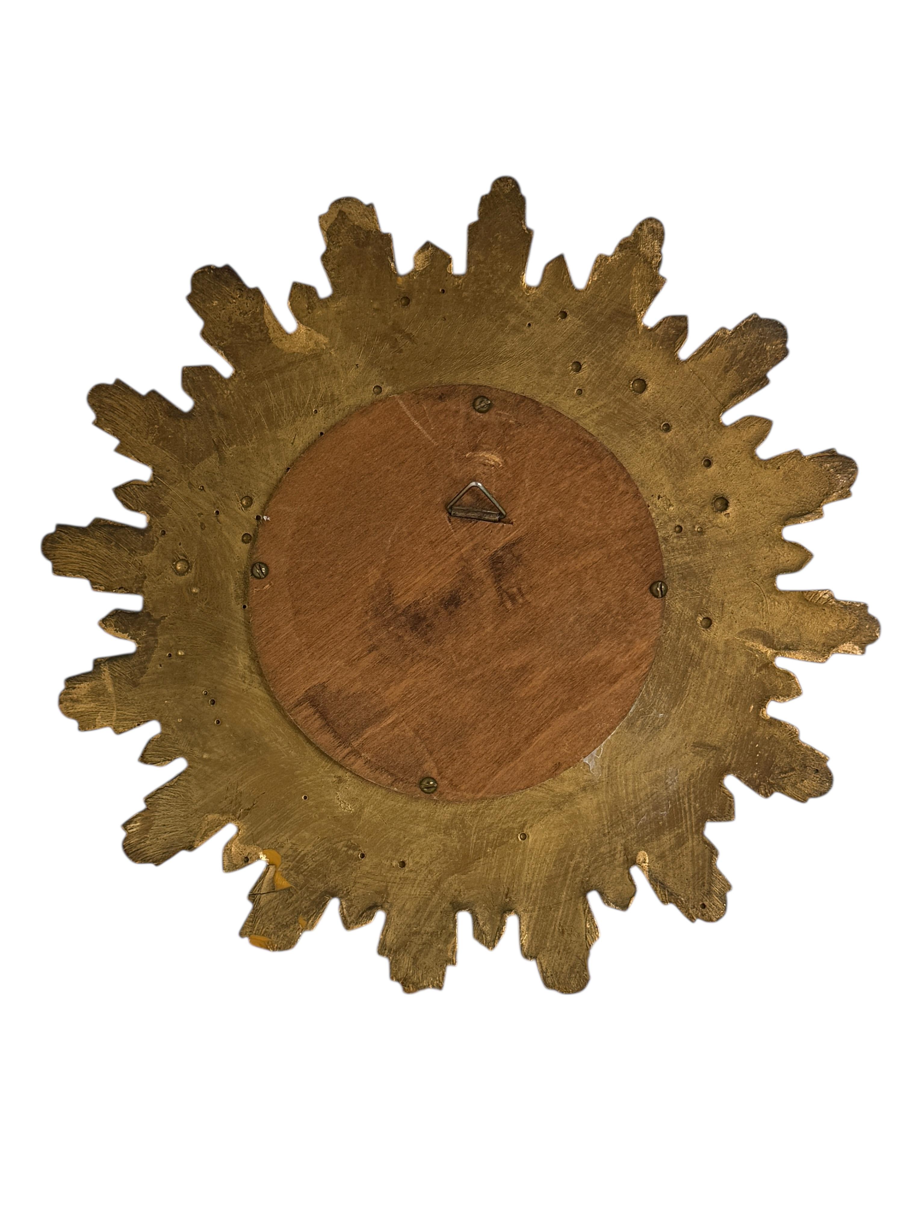 Petite Cute Starburst Sunburst Gilded Resin Flat Mirror Germany, circa 1970s For Sale 3