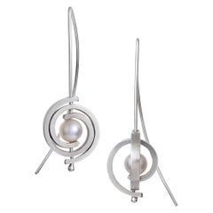 Petite Dangle Earrings in Sterling Silver with Akoya Pearls