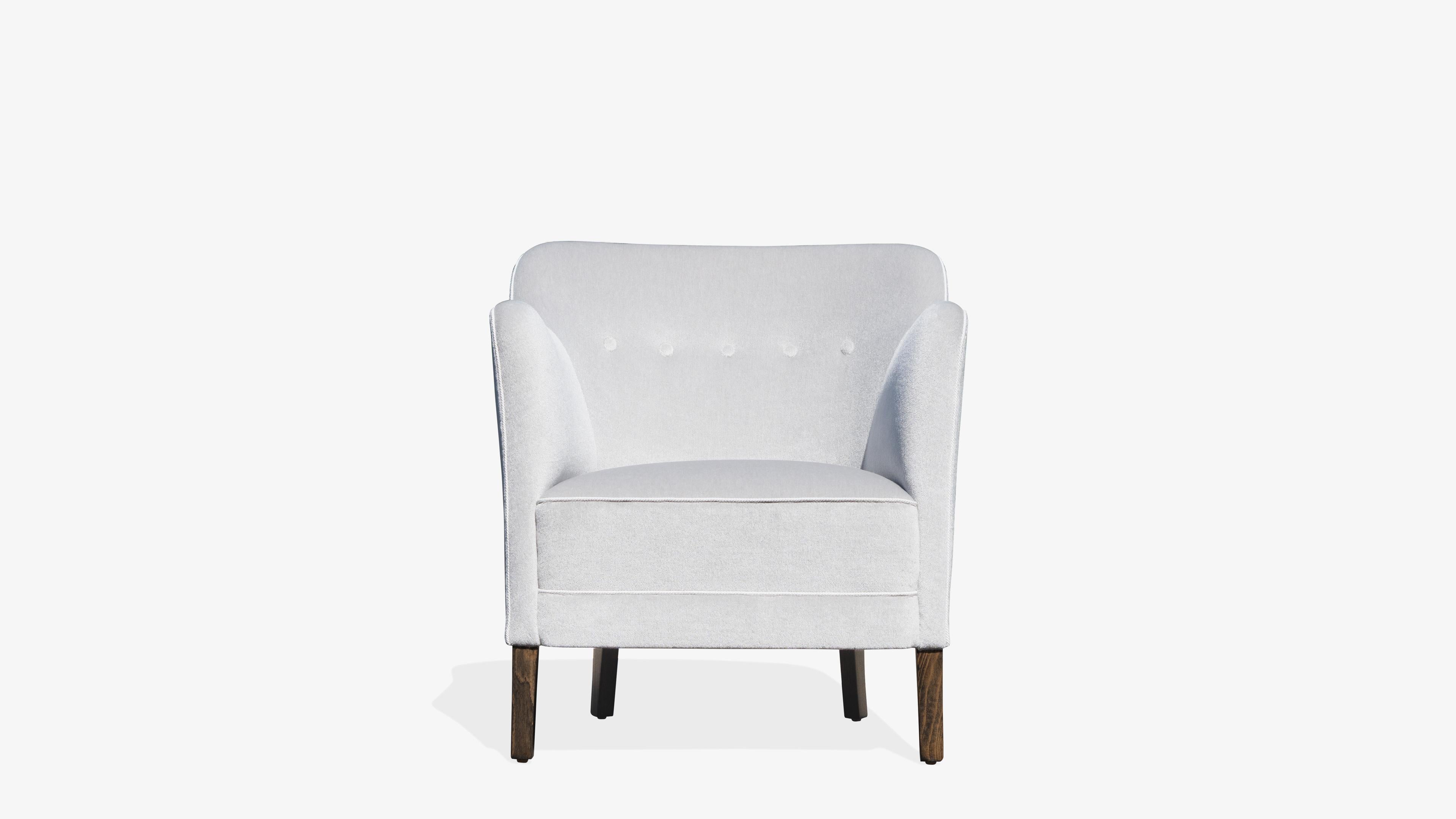 Ebonized Petite Danish Accent Chair in Mist Mohair