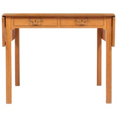 Petite Danish Midcentury Desk in Patinated Oak Designed by Kaare Klint, 1950s