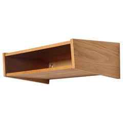 Petite Danish Modern Floating Shelf / End Table / Nightstand in Oak