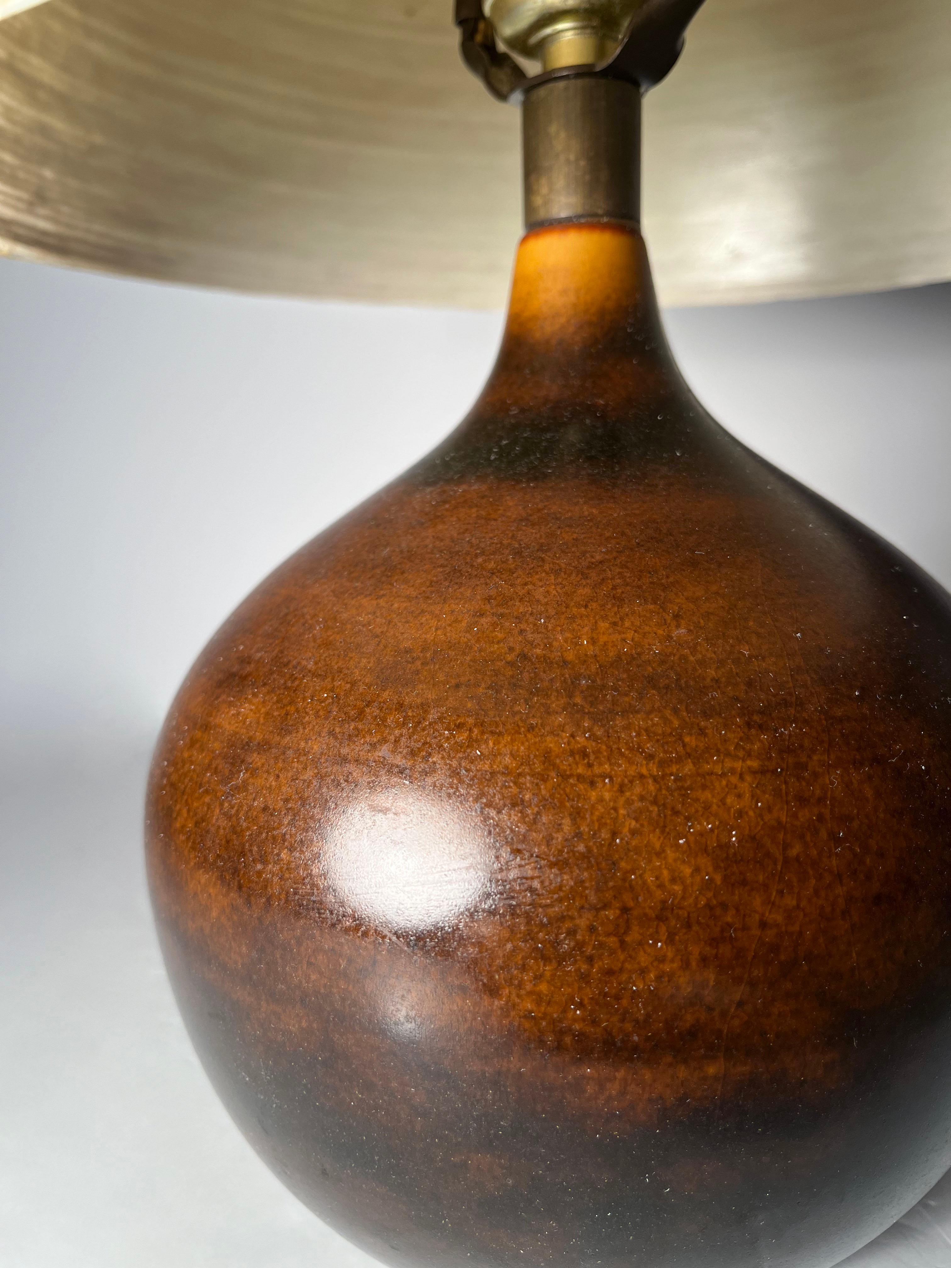 Mid-Century Modern Petite Danish Modern Lotte and Gunnar Bostlund Ceramic Table Lamp For Sale
