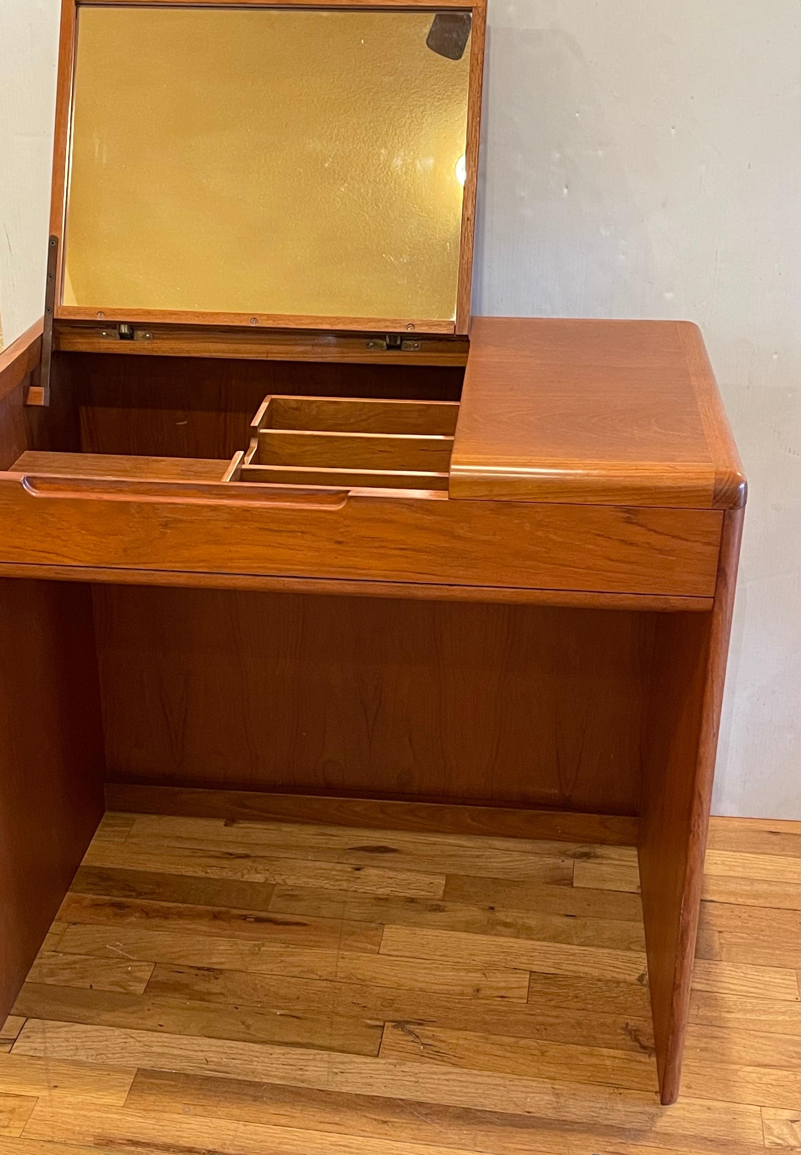 20th Century Petite Danish Modern Teak Vanity Desk